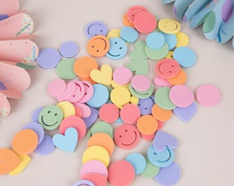 Konfetti akrylowe - mix dekoracji do rozrzucania, 28 sztuk, uśmiechnięta buźka, kolorowe konfetti, konfetti na stół, dekoracje urodzinowe dla dzieci, dekoracje stołu na przyjęcia urodzinowe dla dzieci