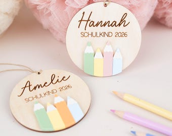 Personalized school cone tag, back-to-school gift with name for girls and boys, schoolchild 2026 name tag for school cone