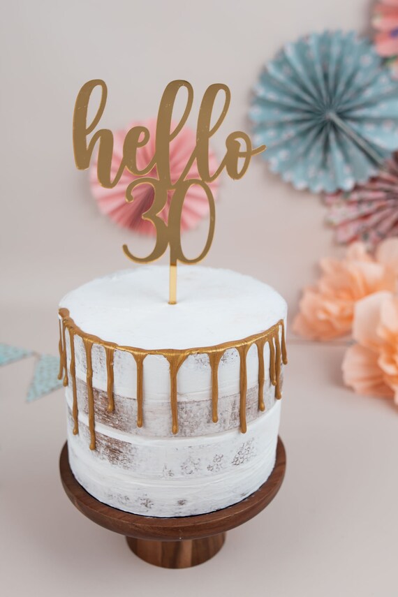 EONNCNT Hello Thirty Cake Topper – Gold Glitter 30th Birthday Decor For Women - View #12
