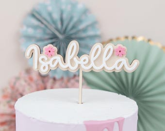 Adorno para tarta con nombre, adorno para tarta personalizado para bautizo de cumpleaños, adorno para tarta de primer cumpleaños, adorno para tarta de cumpleaños infantil