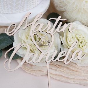 Cake Topper Wedding with Name, Personalized Wedding Cake Topper with Heart, Cake Decoration Wedding, Wedding Cake, Topper Wedding