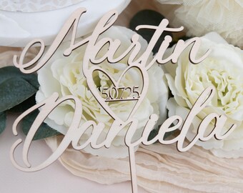 Cake Topper Hochzeit mit Namen , Personalisierte Hochzeit Kuchenstecker mit Herz, Tortendeko Hochzeit, Hochzeitstorte  ,Topper Hochzeit