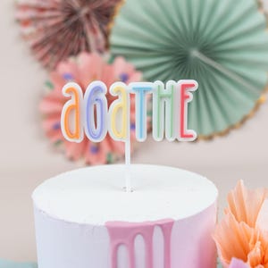 Topper per torta con nome in acrilico, topper per torta colorato, topper per torta in plexiglass pastello, topper per torta, decorazione per torte per bambini