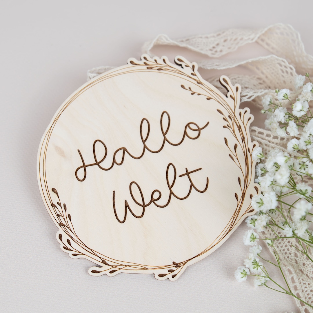 Wooden Birth Sign, Hello World, Milestone for Newborns, Birth Gift ...