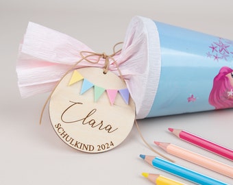 Personalized school cone tags pastel colors, school cone, gift tag, school child, school enrollment