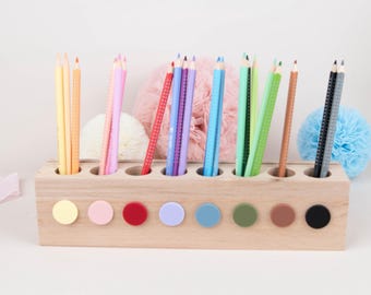 Montessori pencil sorter made of beech wood, children's pencil holder, desk organizer, gift for starting school, kindergarten & daycare