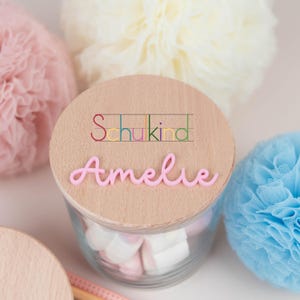 Storage jar with name school child, gift for school enrollment, school cone gift, personalized gift, gift jar, back to school girl boy