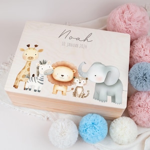 Memory box baby animals safari, memory box baby, gift birth, memory box baby, christening gift, personalized gift