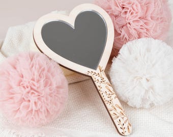 Wooden Hand Mirror, Hand Mirror made of Wood, Wood Hand Mirror