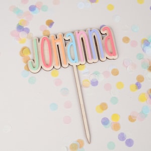 Cake topper with name made of acrylic, colorful cake topper, pastel plexiglass cake topper, cake topper, children's cake decoration