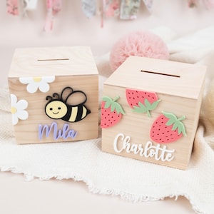 Spardose personalisiert,  Geschenk Baby Kinder, Holz Spardose Taufgeschenk  , Spardose  mit Namen ,Geschenk Taufe Geburtstag