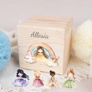 Spardose Prinzessin  Einhorn Regenbogen, Spardose mit Namen, Geschenk Taufe Geburtstag, Kinder Geschenke , Weihnachtsgeschenk personalisiert