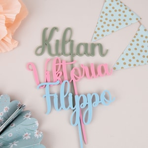 Topper per torta personalizzato con nome, Topper per torta in acrilico pastello, Tappo per torta, Topper per torta, Decorazione di compleanno, Primo compleanno