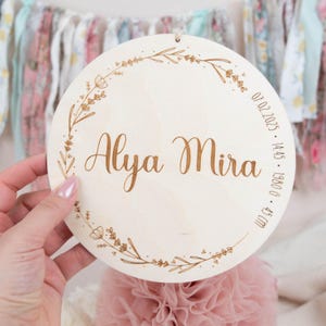 Targhetta personalizzata, segno nascita in legno, idea regalo per la nascita di un bambino, cartello porta per la cameretta, regalo personalizzato bambino
