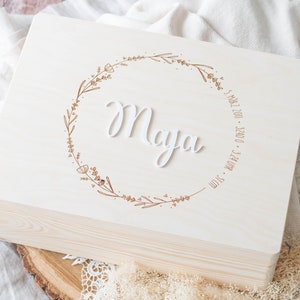 Personalized wooden box for birth, baby souvenir box, wooden box with name