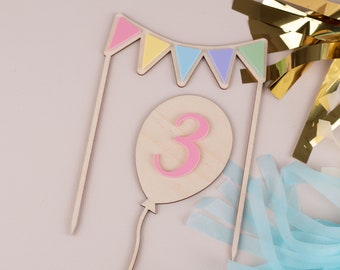 Cake topper balloon with number + pennant chain, cake topper, cake topper first birthday, cake decoration