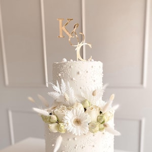 Décoration de gâteau de mariage avec initiales dorées, double initiale, breloques pour gâteau, initiales de mariage, décoration de gâteau de mariage, lettre pour gâteau de mariage