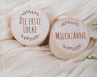 Set of 2 boxes milk teeth and first curl, tooth box, tooth box wood, milk tooth box, teeth,