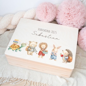 Personalized memory box for school enrollment, schoolchild, personalized wooden box, memory box, gift school cone, gift for school enrollment