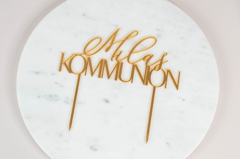 Caketopper mirror acrylic gold communion personalized, cake topper holy communion, cake topper, cake topper image 6