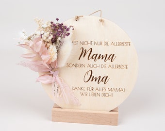 Holzschild Muttertag mit Trockenblumen , Geschenk zum Muttertag,