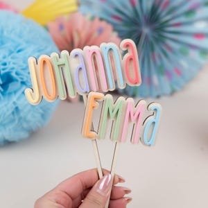 Cake topper with name made of acrylic, colorful cake topper, pastel plexiglass cake topper, cake topper, children's cake decoration