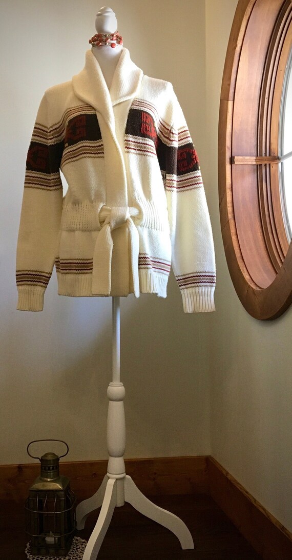 VTG c1970s Belted, Chunky Knit Sweater Cardigan, C