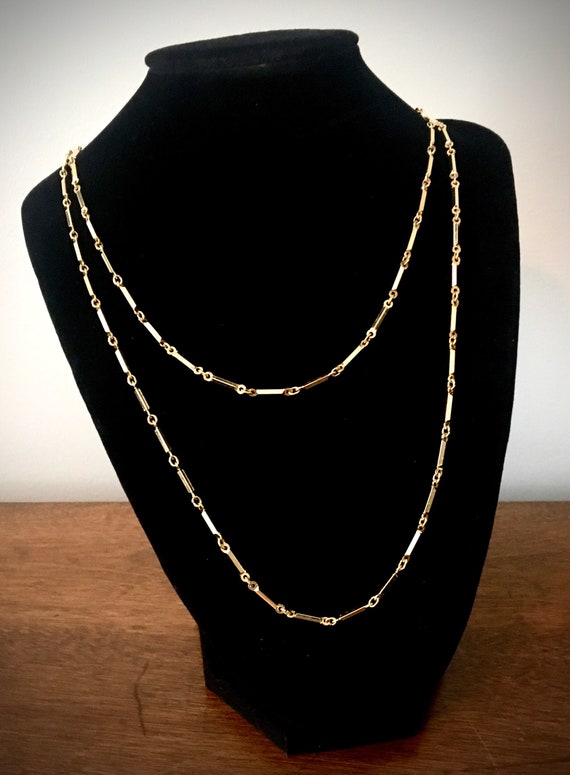 VTG Gold-tone Linked Bars, double-multi-layer Neck