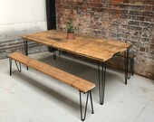 Industrial Scaffold Board Dining Table and two bench set
