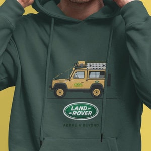 Land Rover Defender Hoodie 90 Camel Trophy  Car Guys Gift, Car Lovers T-Shirt, Car Enthusiasts, Gift for Boyfriend, Gift for Dad