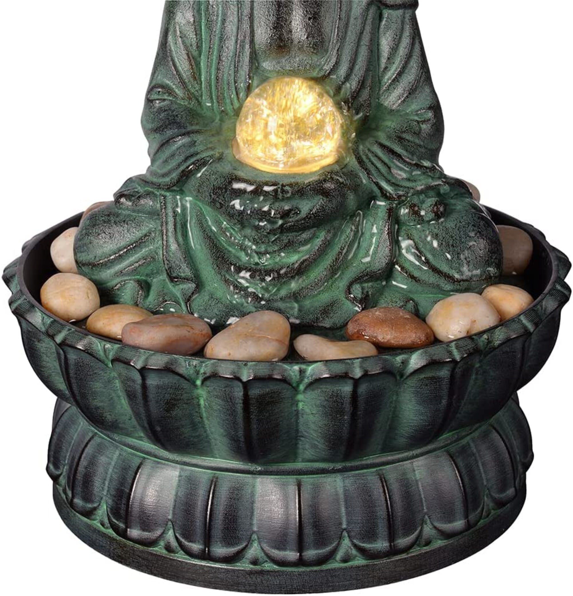 Buddha Relaxation Zen Tabletop Fountain Modern Decor Illuminated With
