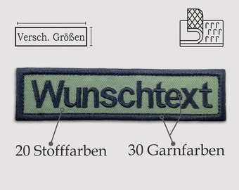 Namensschild gestickt bestickt mit Wunschtext  / mit Klett / Köperstoff