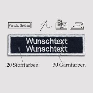 Name tag embroidered with desired text 2 lines / with Velcro / twill fabric