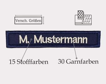 Namensschild Gestickt mit Wunschtext / mit Klett / Personalisiert / bestickt / diverse Farben und Größen