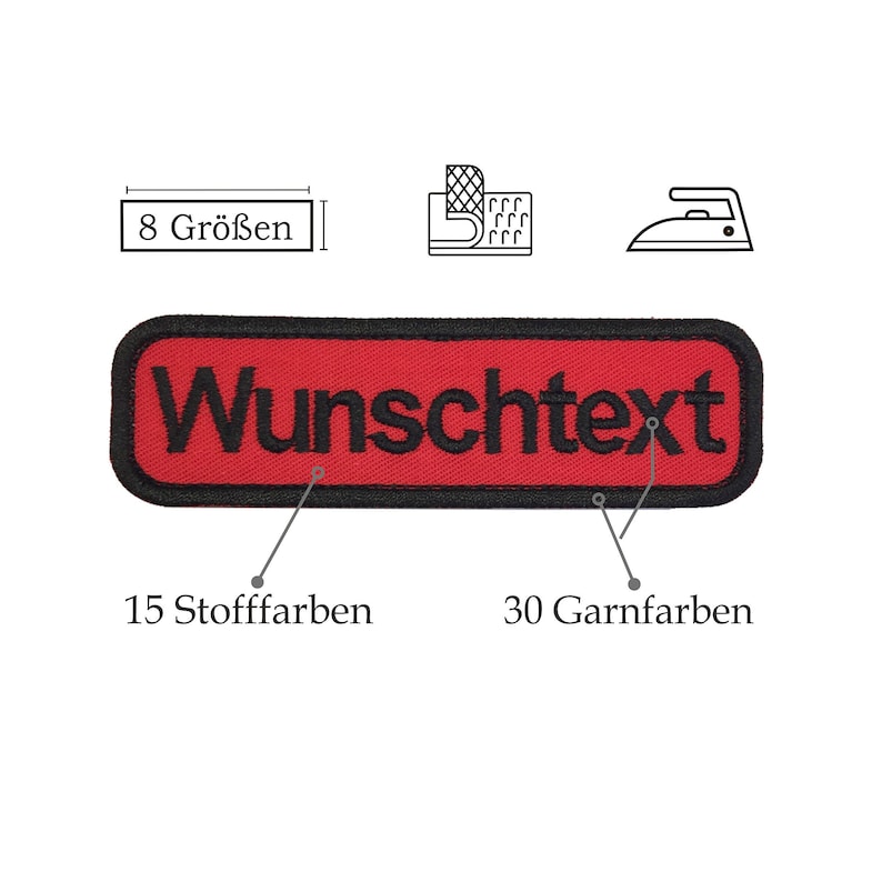 Namensschild gestickt mit Wunschtext / Aufnäher / Aufbügler / mit Klett / Köperstoff / mit abgerundeten Ecken Bild 5