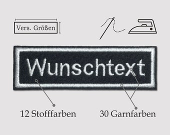 Namensschild gestickt bestickt mit Wunschtext / Aufnäher / Aufbügler / Filzstoff / Gestickt