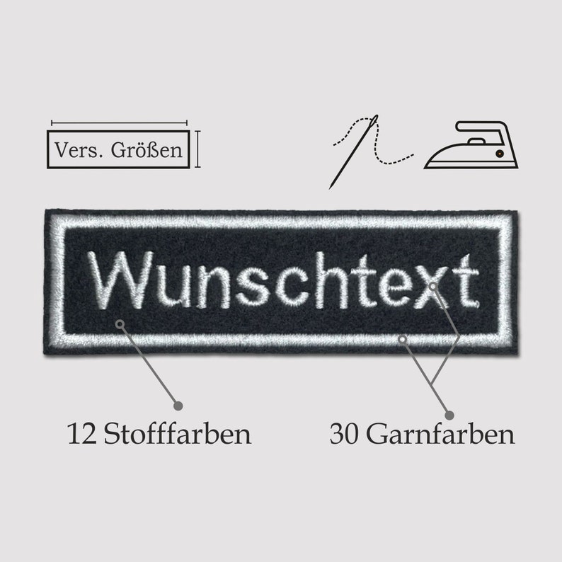 Namensschild gestickt bestickt mit Wunschtext / Aufnäher / Aufbügler / Filzstoff / Gestickt Bild 1