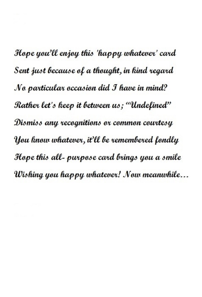 No Occasion Greeting Card Whatever Poems Rhyme Island Poetry Etsy