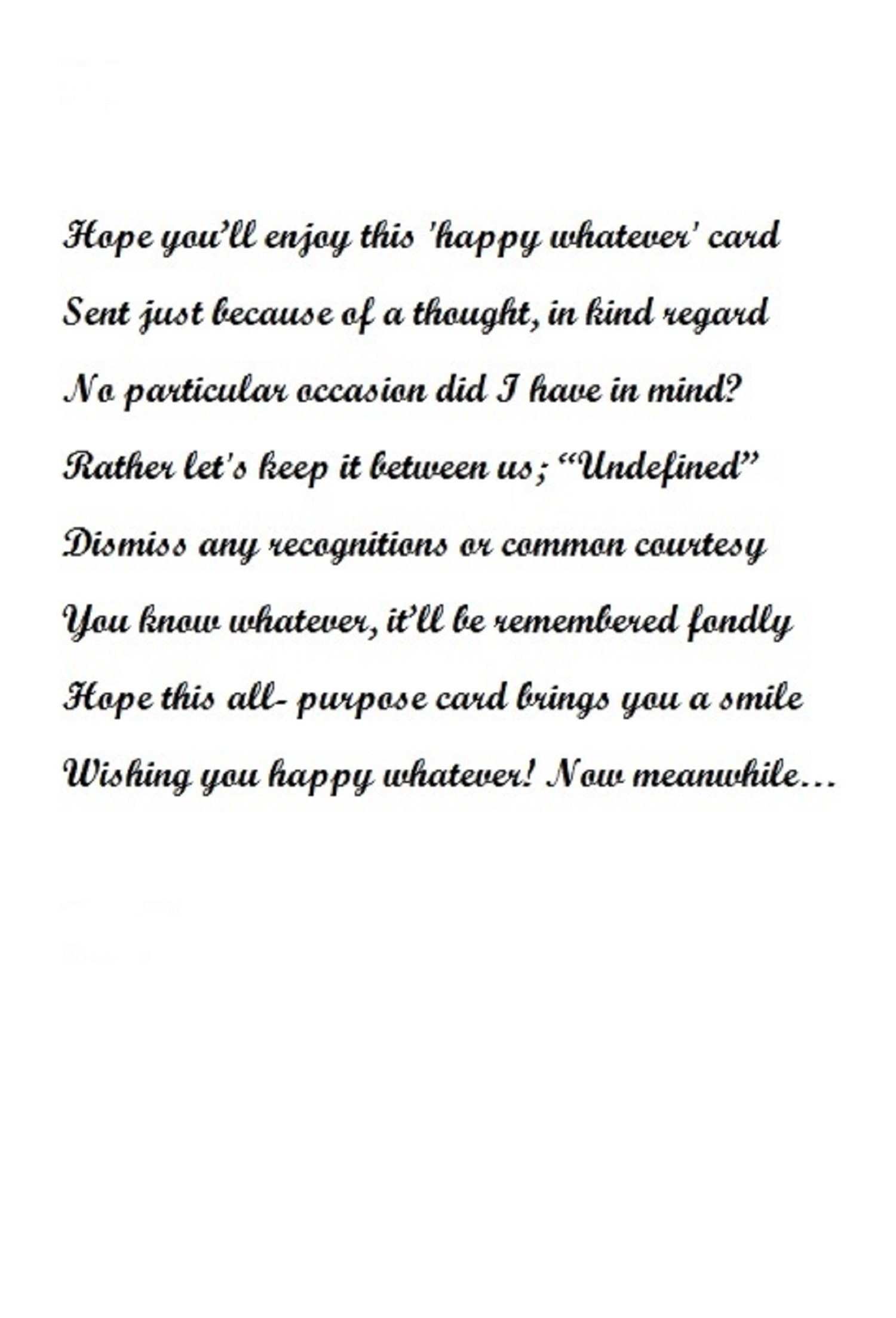No Occasion Greeting Card Whatever Poems Rhyme Island Poetry - Etsy