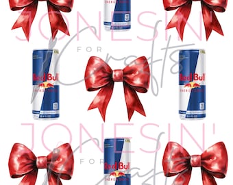 Coquette Red Bows & Energy Drink PNG Sublimation/DTF (Digital File)