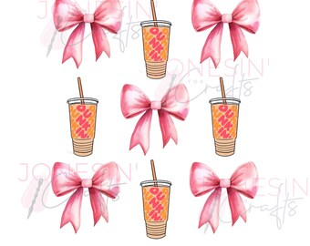 Dunkin Iced Coffee Inspired PNG for sublimation / DTF coquette pink / digital file Dunkin Donuts