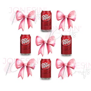 Cute Bows Dr. Pepper PNG for sublimation / DTF coquette pink / digital file