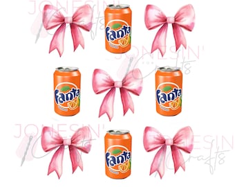 Bundle Cute Bows Soda Inspired PNG for sublimation / DTF coquette pink / digital file
