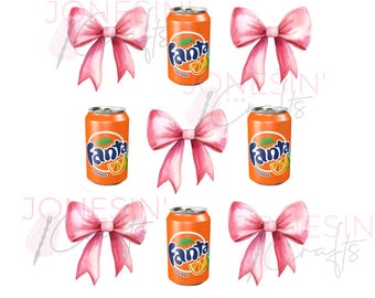 Orange Soda inspired and Pink Bows PNG, Sublimation Design (Digital File)