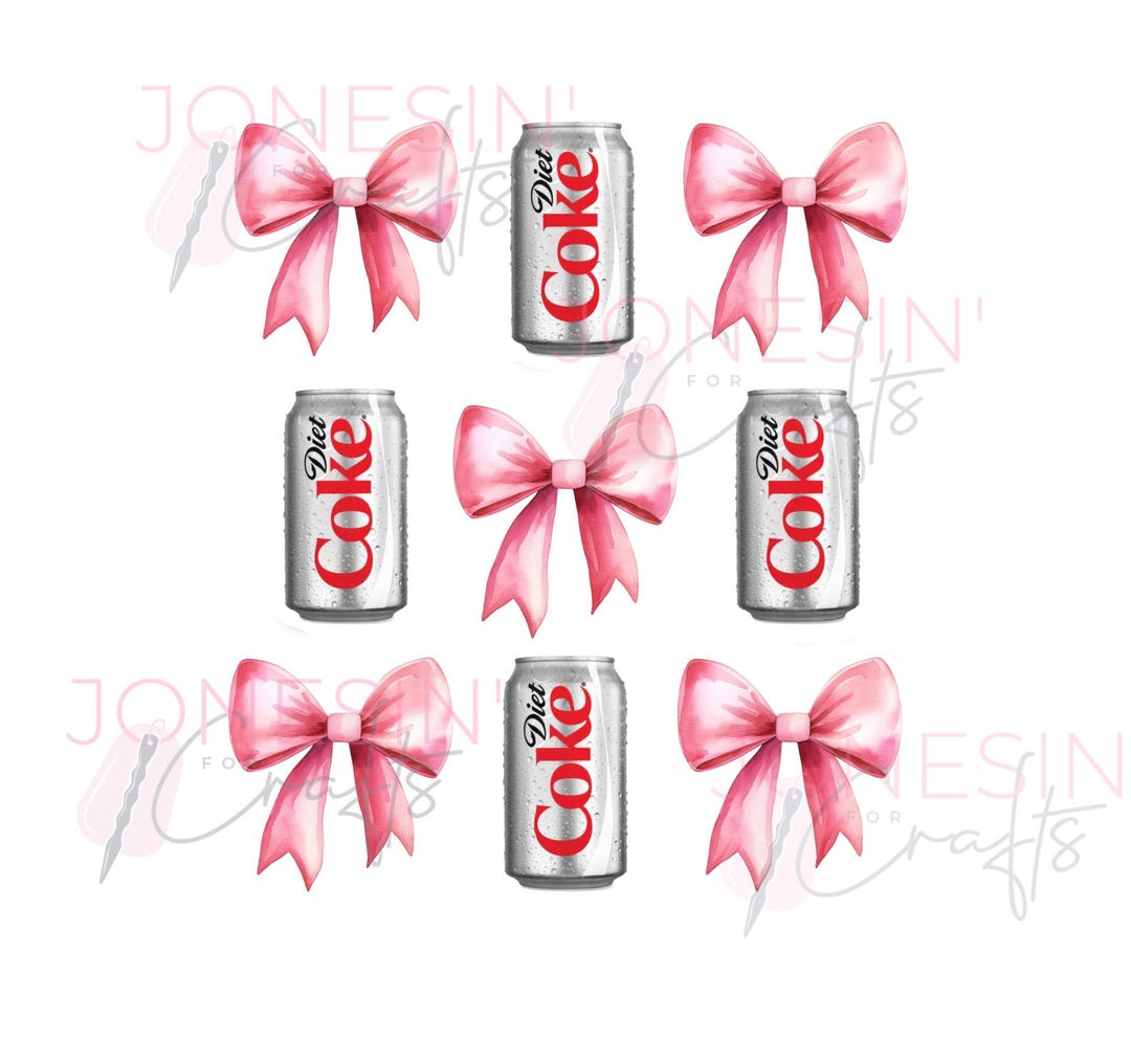 Diet Coke INSPIRED Bows PNG: Coquette Pink Sublimation Design (digital ...