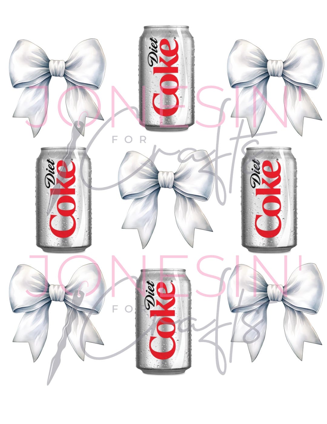 Diet Coke INSPIRED Bows PNG: Coquette White Sublimation Design (digital ...