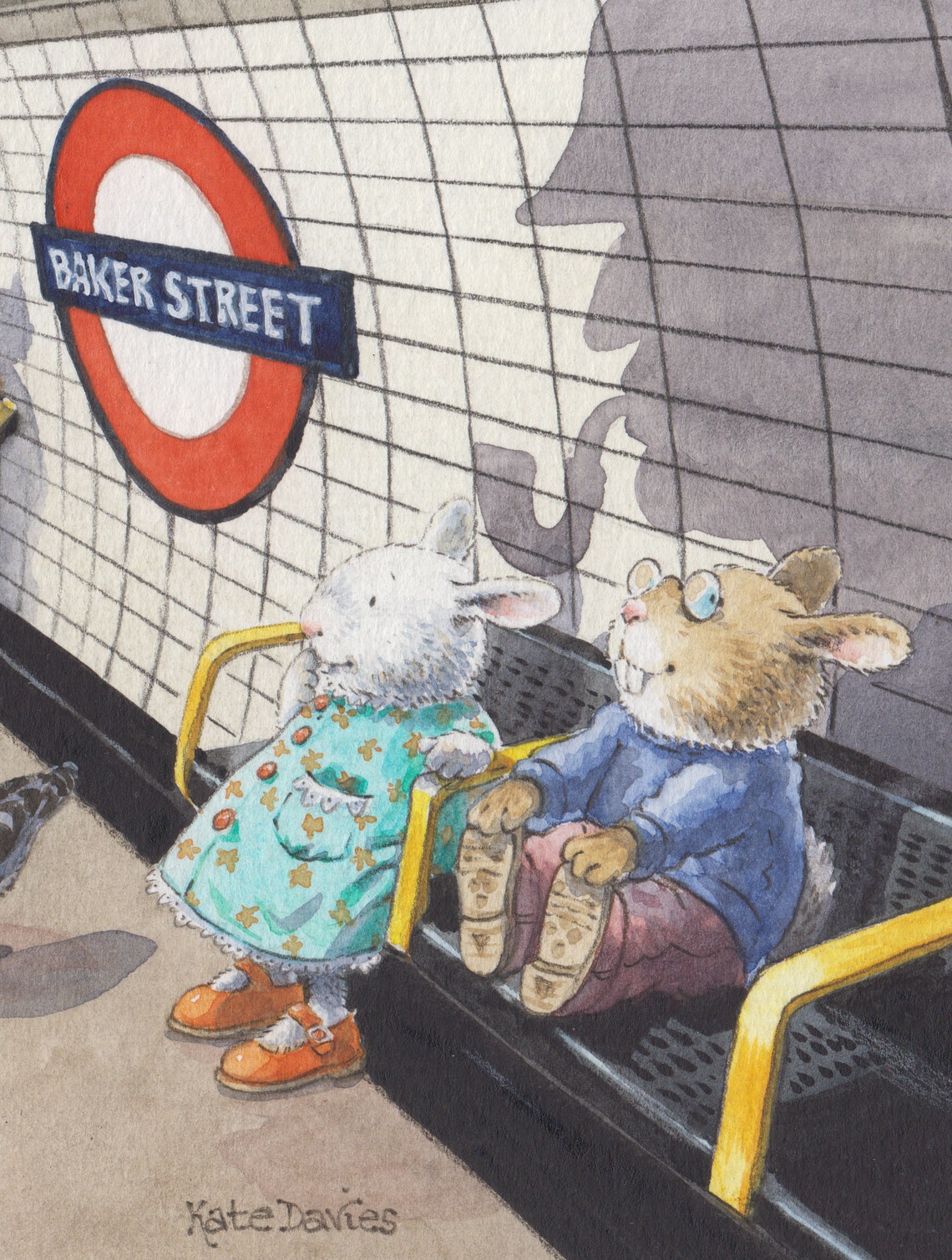 A3 Baker Street Busking Saxophone Underground Rabbit Cat Etsy