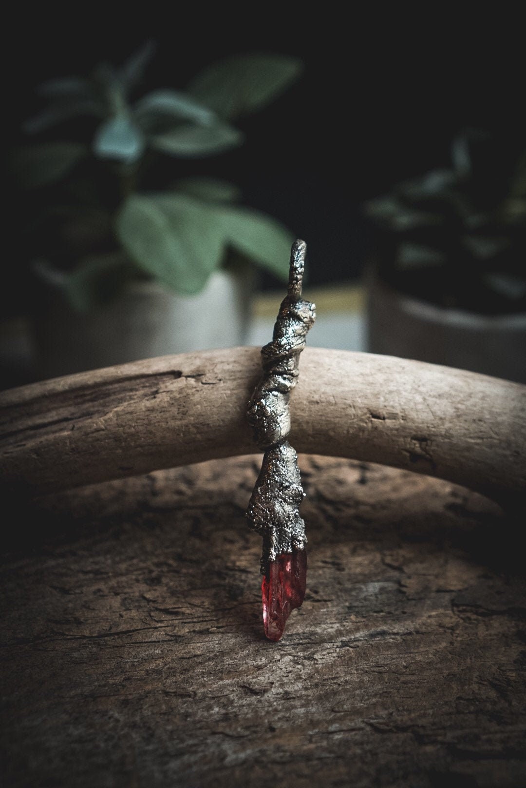 Red Root Crystal - Silver Pendant