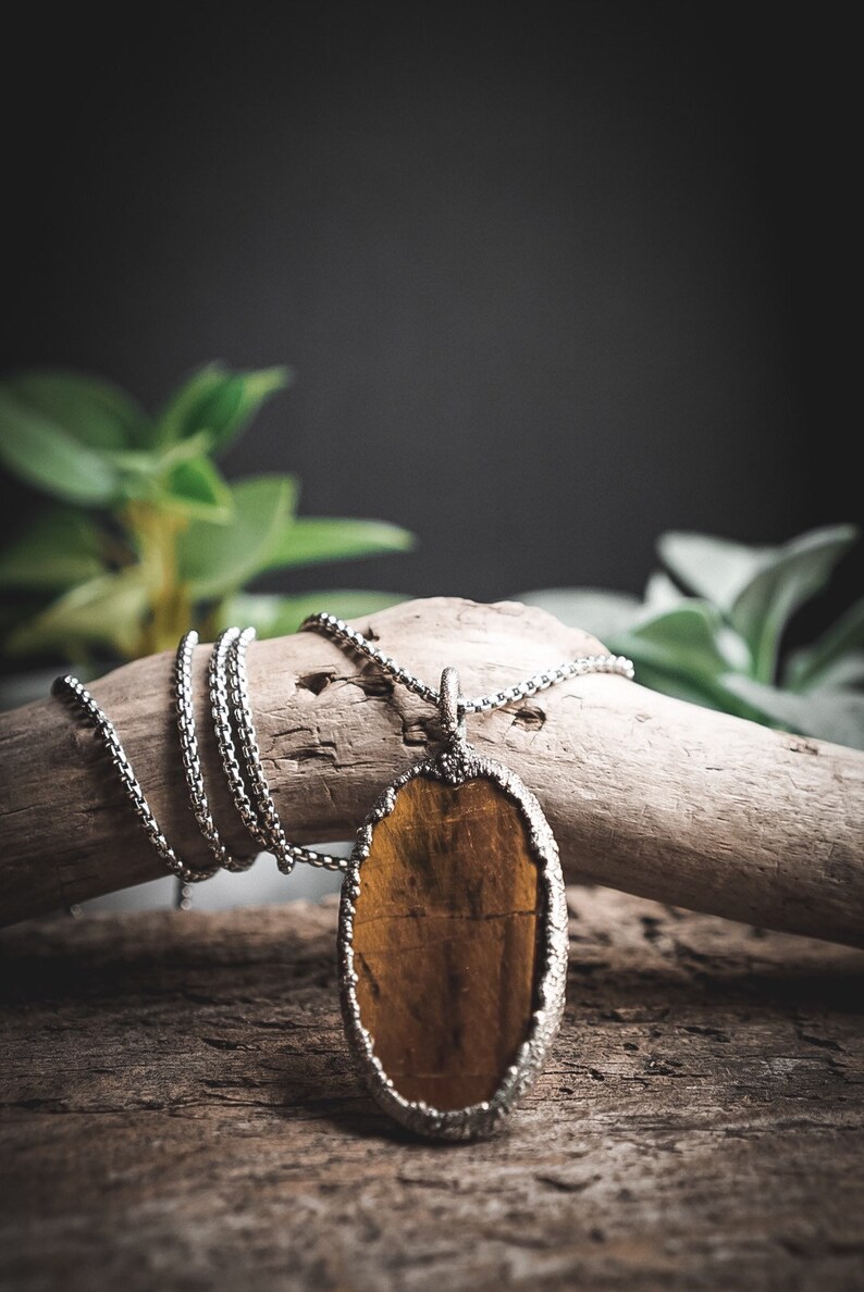 Sunsoul Amulet Tiger Eyes Pendant with Bright Orange Shimmer