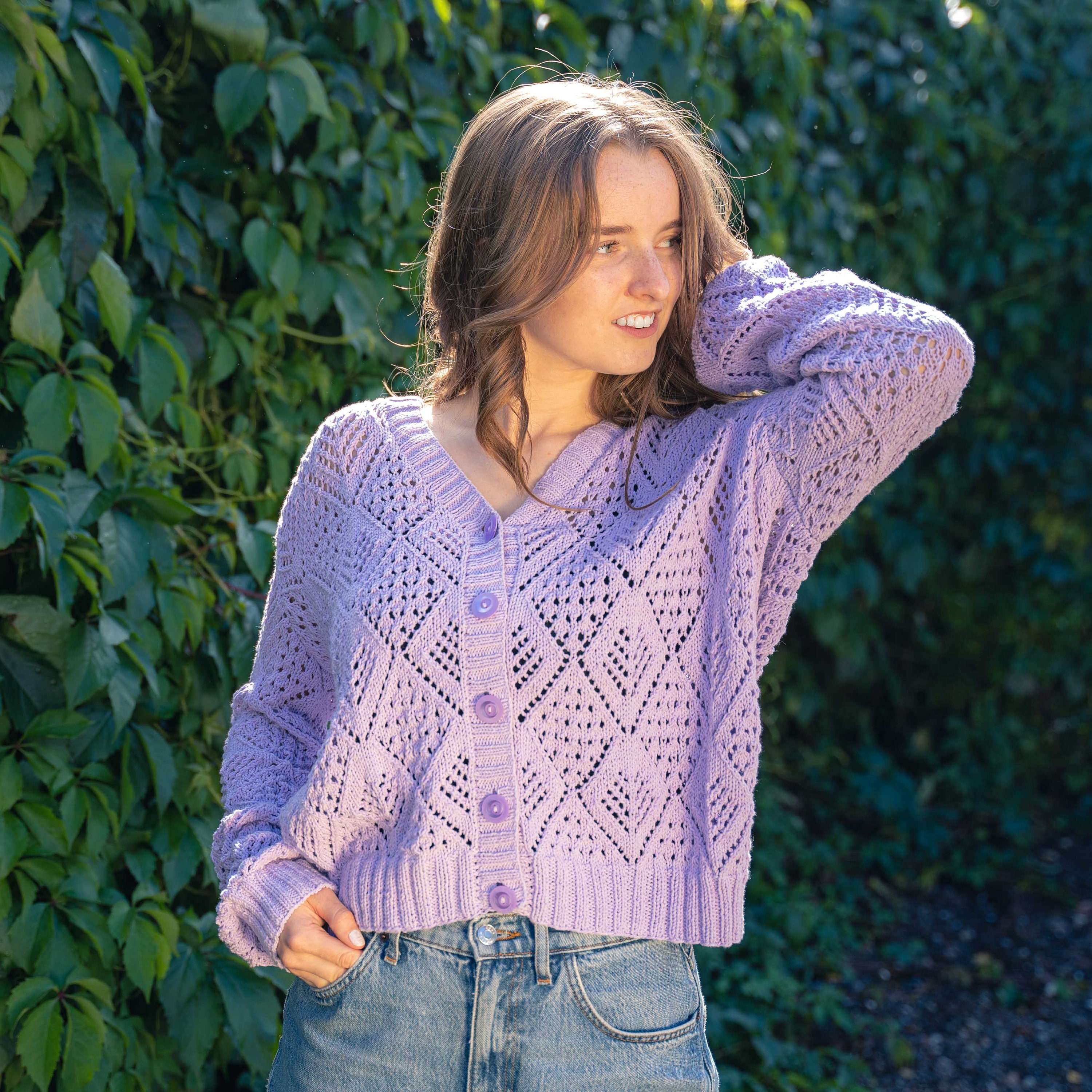 Purple lace cardigan best sale